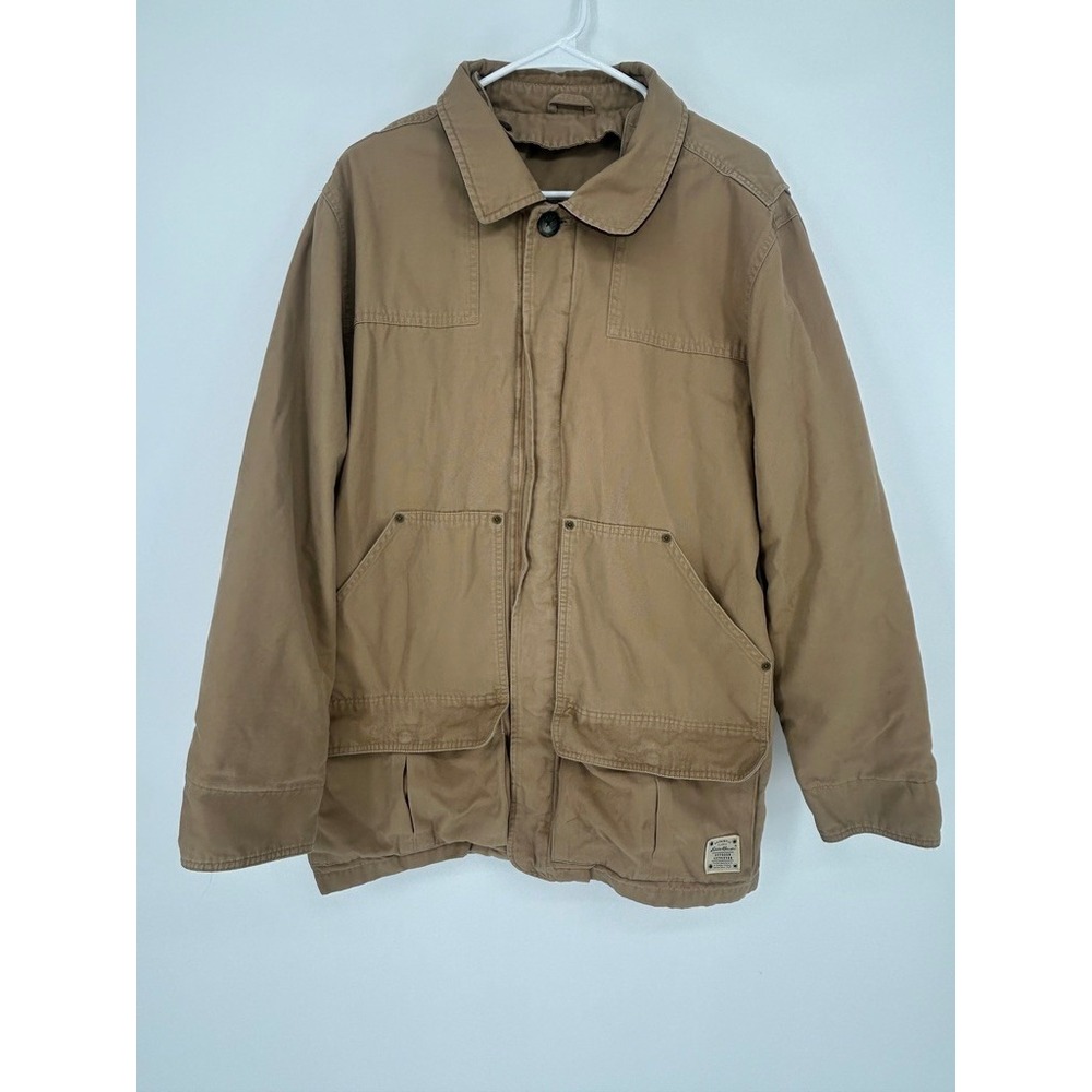 Eddie Bauer Mens M Tan Cotton Canvas Field Jacket Workwear Utility Outdoor VTG